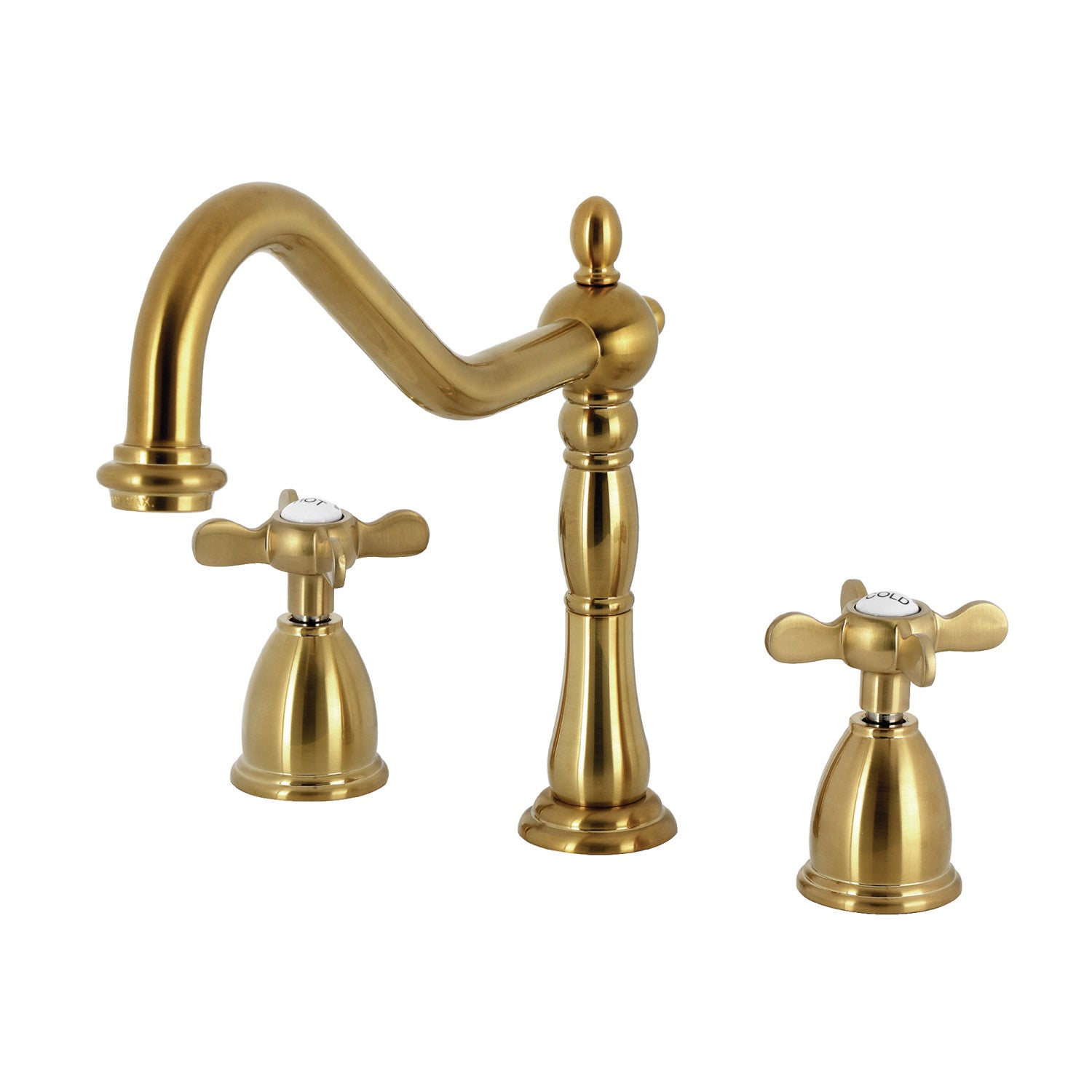 Kingston Heirloom KB1797BEXLS - Essex Double-Handle 3-Hole Widespread Kitchen Faucet, Brushed Brass — image 1